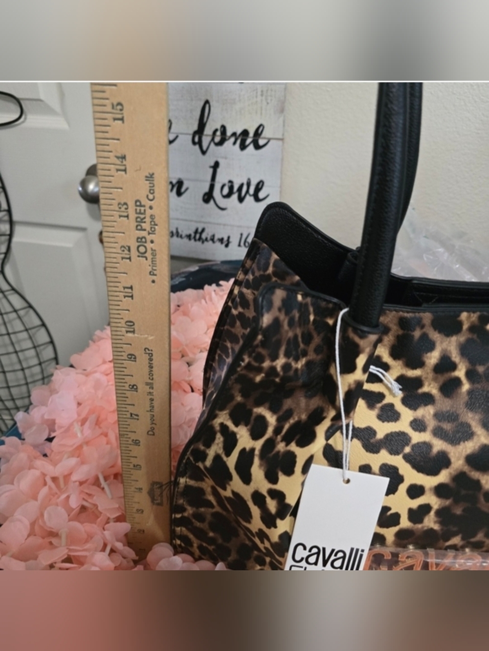 CAVALLI CLASS Cinque Ruched Shopper Bag Leopard Print - Picture 2 of 5